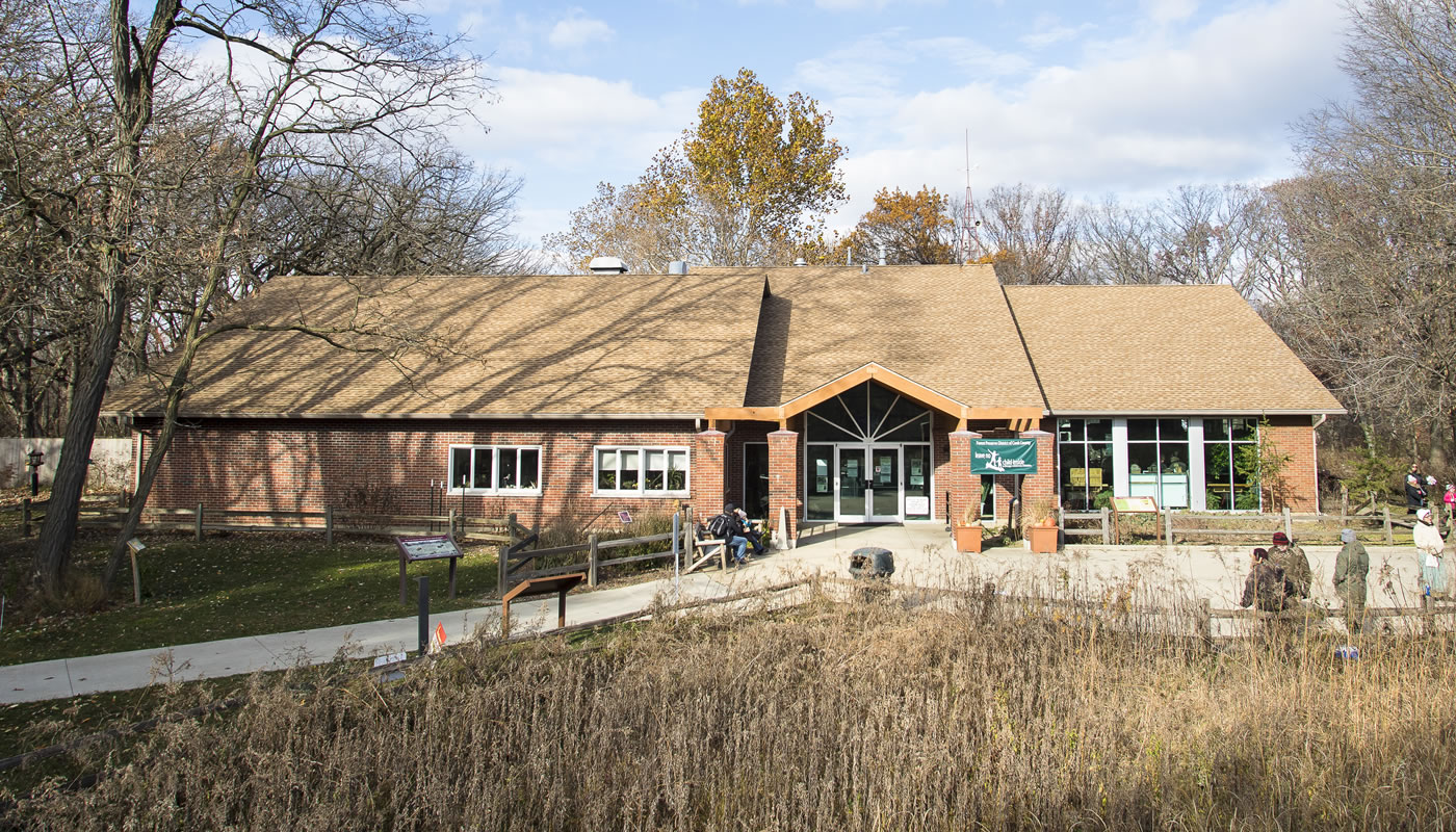 exterior of the Sand Ridge Nature Center building